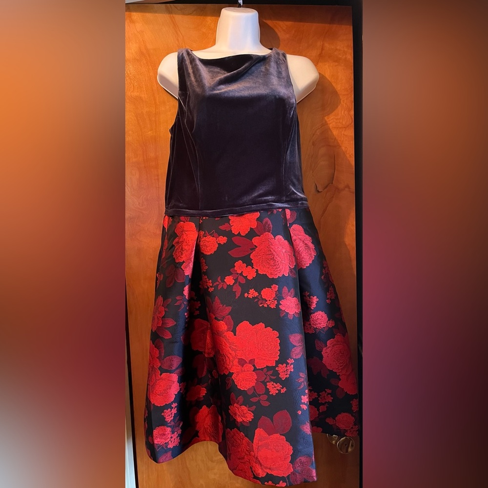 Chaps red flower midi dress